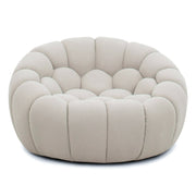 Yolonda - Modern Curved Beige Fabric Chair — view 3