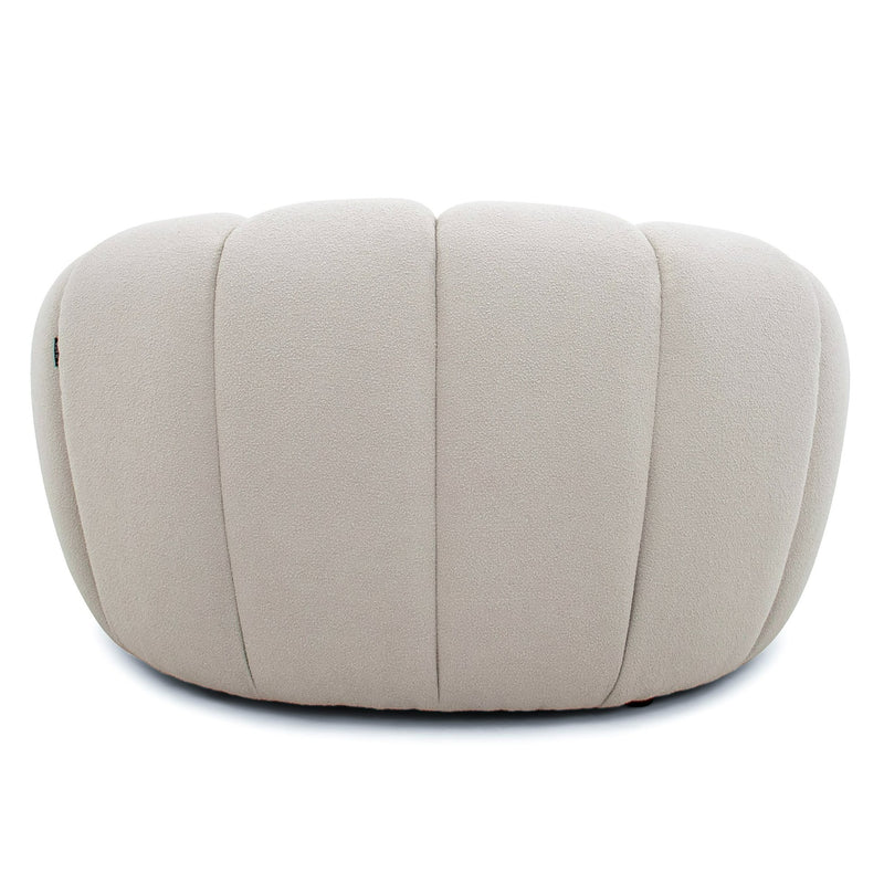 Yolonda - Modern Curved Beige Fabric Chair — view 4