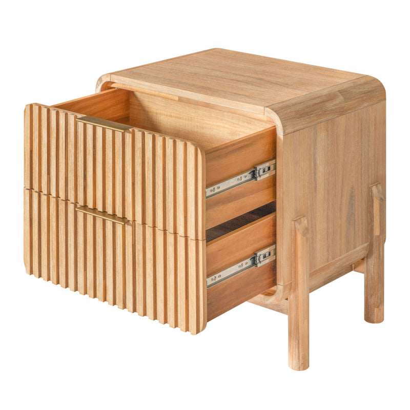 Mikala - Modern Natural Oak Nightstand — view 2