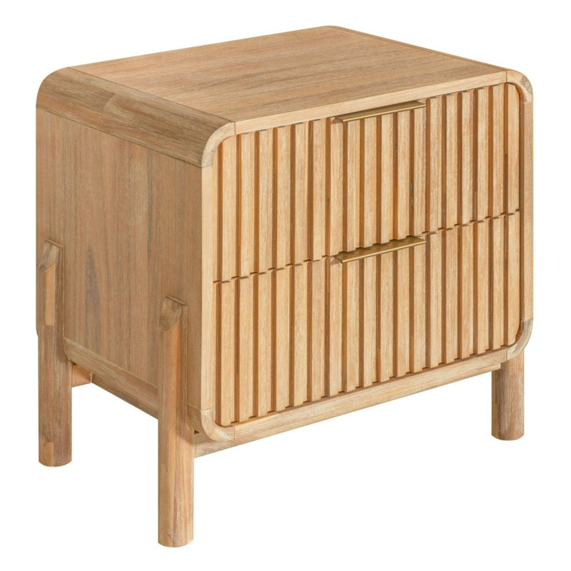 Liam + Mikala - Modern Ivory Fabric + Natural Oak 4-Piece Bedroom Set — view 3
