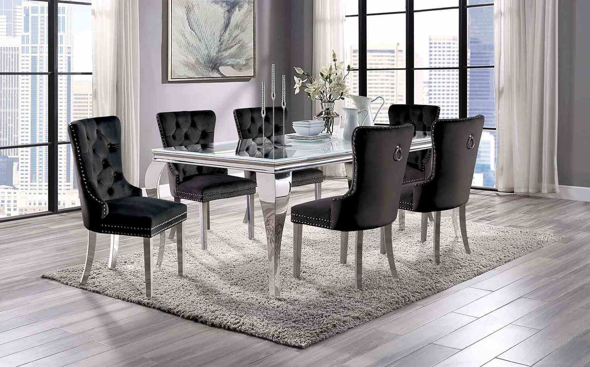 Neuveville - 7 Pc. Dining Table Set, Black Chairs