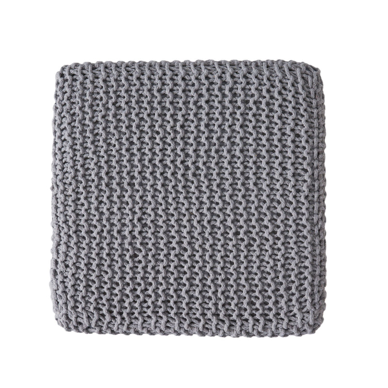 Chabani - Indoor Modern Knitted Fabric Cube Pouf Ottoman - Light Gray - R&R Furniture Gallery (Fountain Valley, CA)