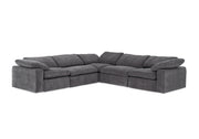 Corinth - Modern Dark Grey Fabric Sectional Sofa with 3 Power Recliners — view 3