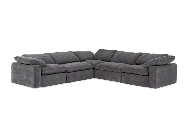 Corinth - Modern Dark Grey Fabric Sectional Sofa with 3 Power Recliners — view 3