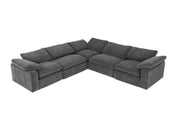 Corinth - Modern Dark Grey Fabric Sectional Sofa with 3 Power Recliners — view 5