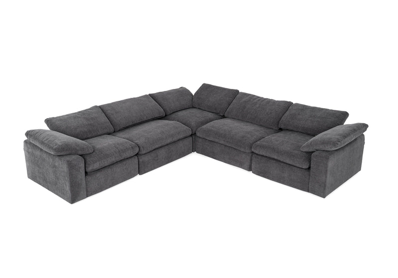 Corinth - Modern Dark Grey Fabric Sectional Sofa with 3 Power Recliners — view 5