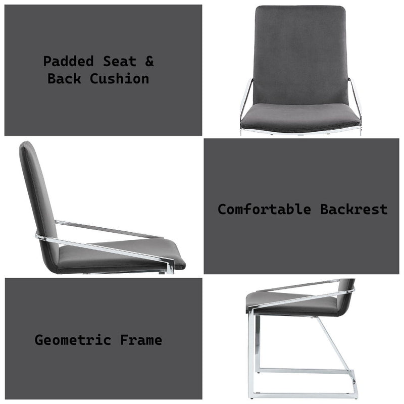 Zlatan - Side Chair (Set of 2) - Gray Velvet & Chrome - R&R Furniture Gallery (Fountain Valley, CA)