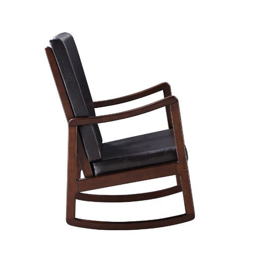 Raina - Rocking Chair - Dark Brown Synthetic Leather & Espresso - R&R Furniture Gallery (Fountain Valley, CA)