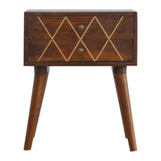 Inlay Geo Brass Bedside Table - Chestnut - R&R Furniture Gallery (Fountain Valley, CA)