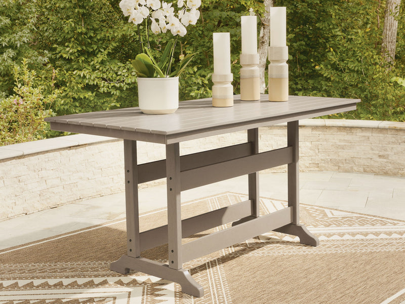 Seacliff Beach - Rectangular Counter Height Dining Table With Umbrella Option - Medium Brown - R&R Furniture Gallery (Fountain Valley, CA)