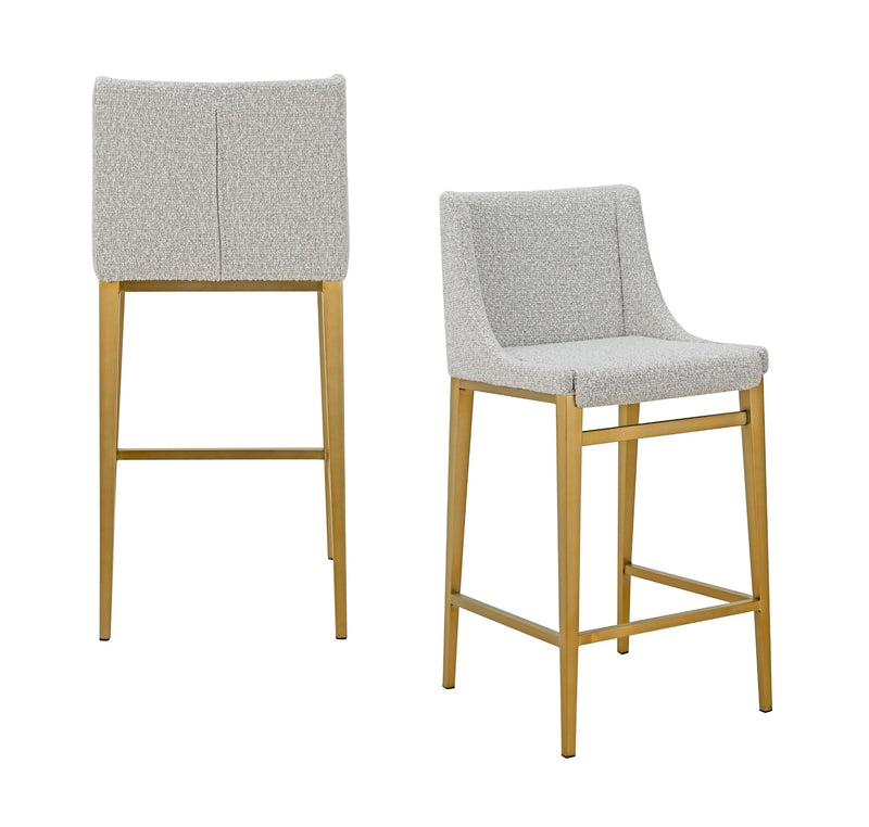 Mimi - Modern Light Grey Fabric + Antique Brass Counter Stool (Set of 2) — view 4