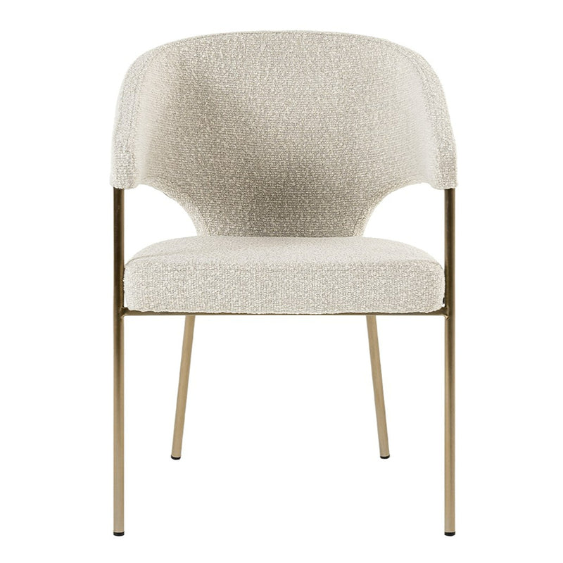Claudine - Modern Light Grey Fabric & Antique Brass Dining Chair — view 3