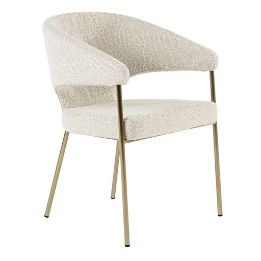 Claudine - Modern Light Grey Fabric & Antique Brass Dining Chair — view 2