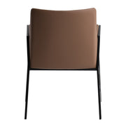 Leshay - Modern Dark Camel Vegan Leather + Black Metal Dining Chair — view 3