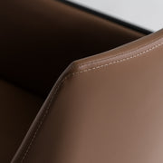 Leshay - Modern Dark Camel Vegan Leather + Black Metal Dining Chair — view 4