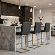 Frankie - Modern Dark Grey Vegan Lether + Antique Brass Counter Stool — view 4
