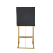 Frankie - Modern Dark Grey Vegan Lether + Antique Brass Counter Stool — view 2