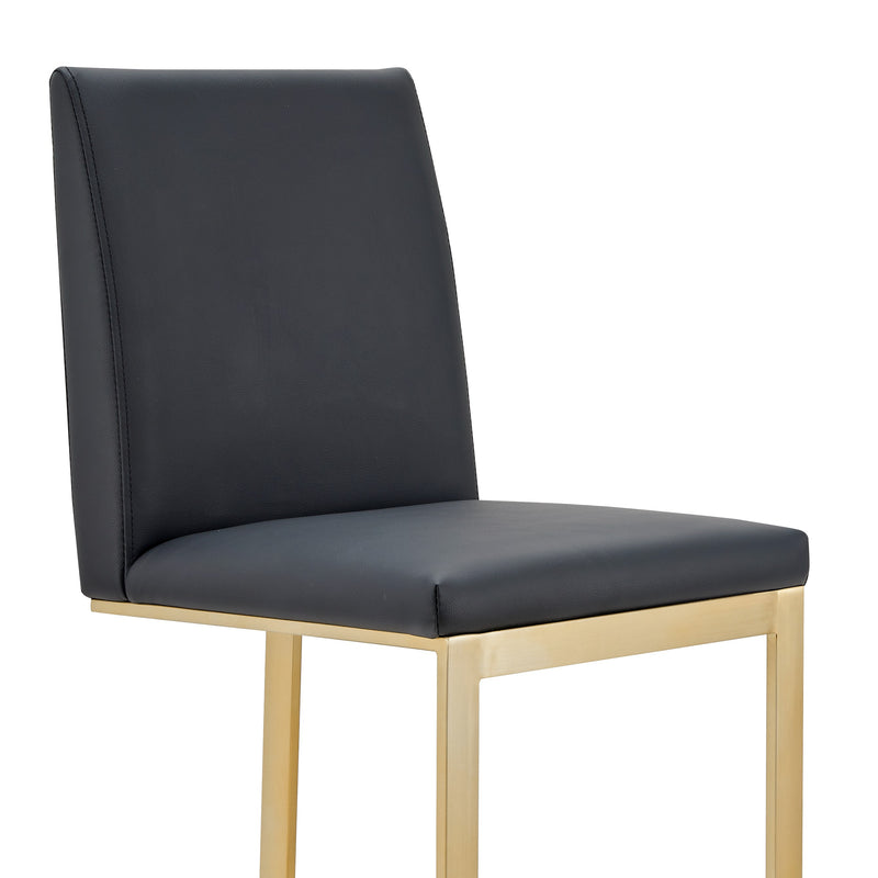 Frankie - Modern Dark Grey Vegan Lether + Antique Brass Counter Stool — view 3