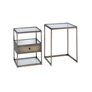 Enca - Nesting Table Set - Clear Glass & Antique Brass - R&R Furniture Gallery (Fountain Valley, CA)