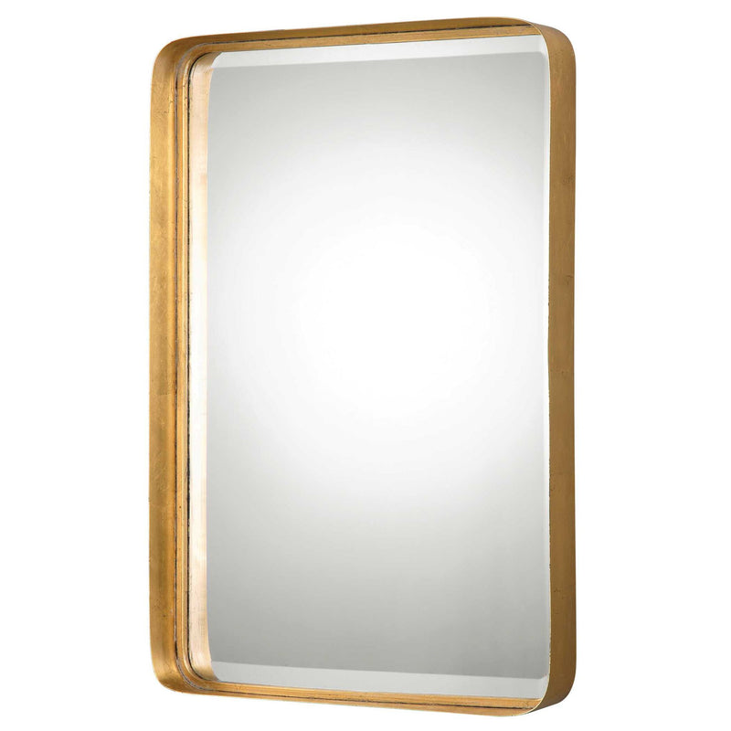 Antique gold wall mirror by Uttermost, featuring a sleek, rectangular frame with a polished finish for elegant wall decor.