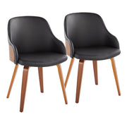 Lumi Source Bacci mid-century modern arm dining chair with wooden legs and upholstered seat, stylish and comfortable for dining rooms