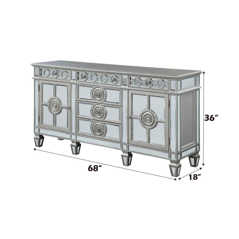 Varian - 36" Server - Mirrored & Antique Platinum - R&R Furniture Gallery (Fountain Valley, CA)