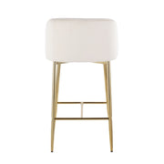 Lumi Source Fran contemporary counter stool set of 2 with sleek modern design, black seats and wooden legs.