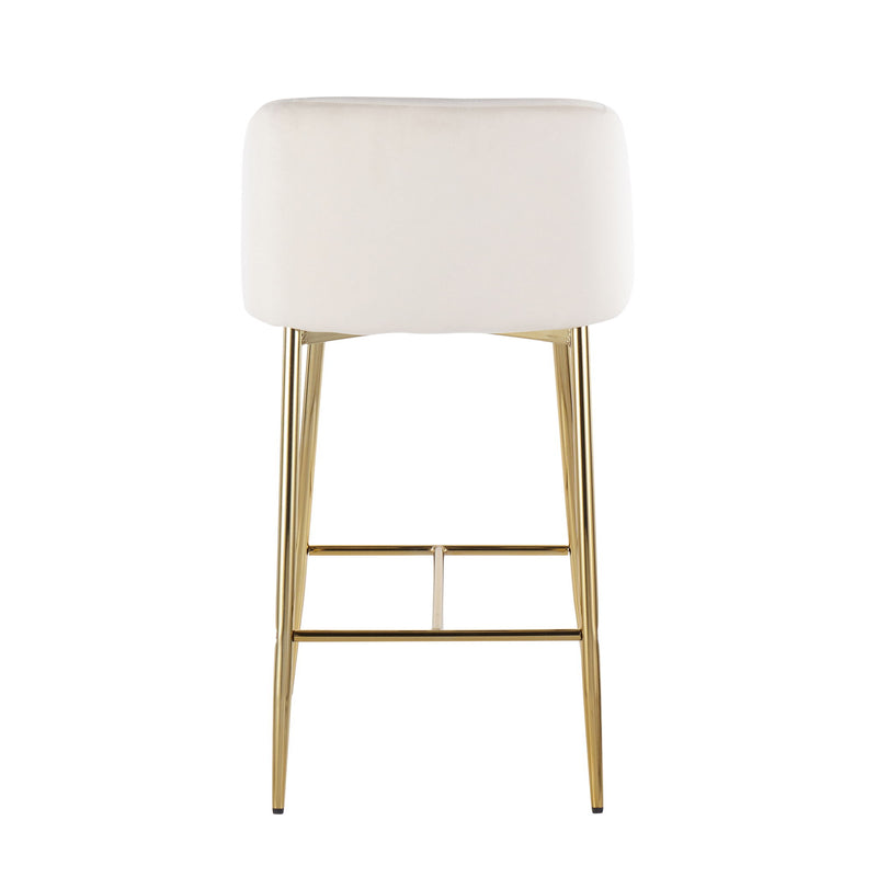 Lumi Source Fran contemporary counter stool set of 2 with sleek modern design, black seats and wooden legs.