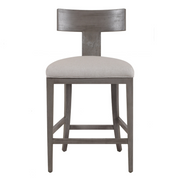 Fabien - Mid-Century Modern Beige Linen + Grey Wash Counter Chair — view 5