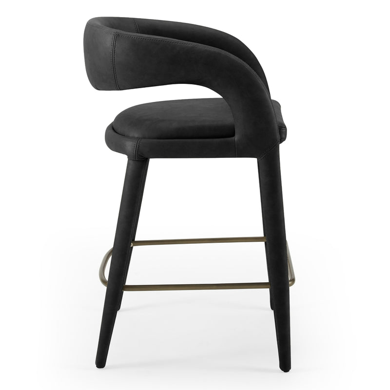 Faerron - Modern Black Leatherette Counter Chair — view 2