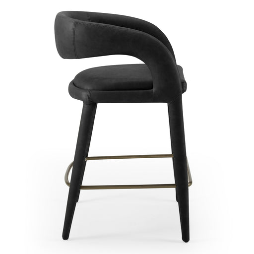 Faerron - Modern Black Leatherette Counter Chair — view 2