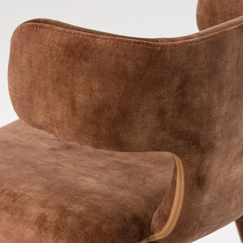 Saehee - Modern Camel Velvet Fabric Dining Chair — view 5