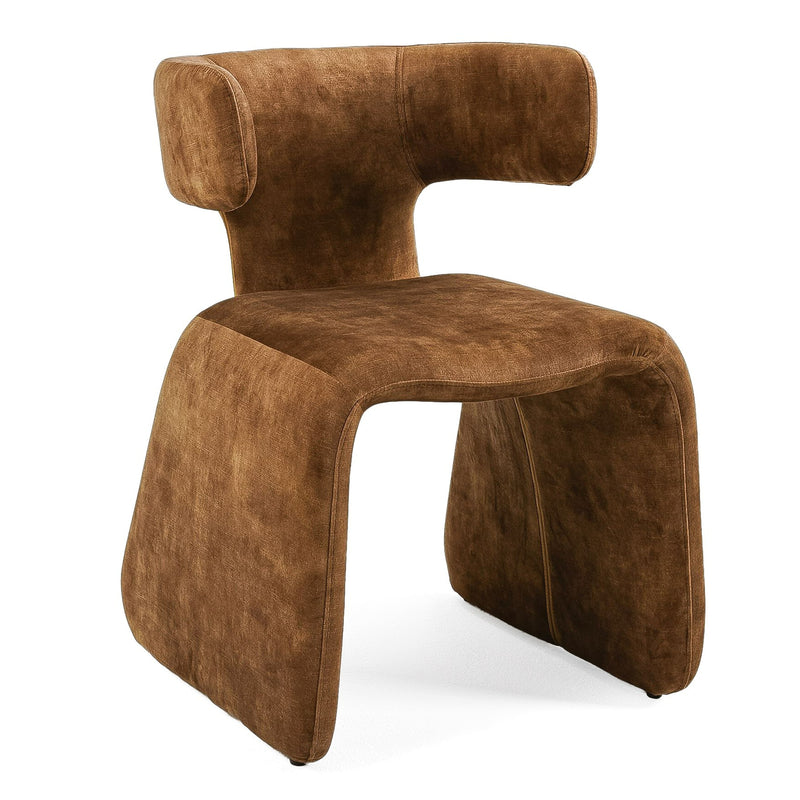 Bergman - Modern Camel Velvet Dining Chair — view 3