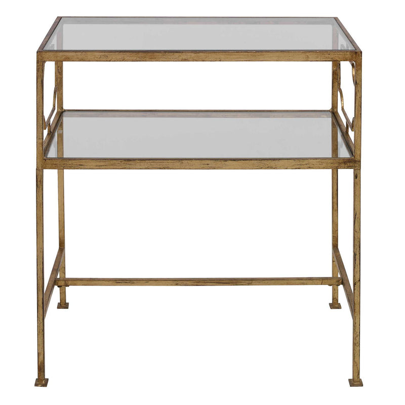 Uttermost Genell side table with sleek surface and modern design, featuring a contemporary wood finish and minimalist style.