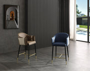 Calderon - Modern Brown & Beige Vegan Leather Counter Chair — view 5