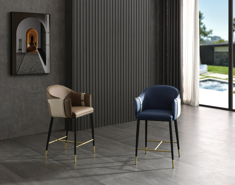 Calderon - Modern Brown & Beige Vegan Leather Counter Chair — view 5