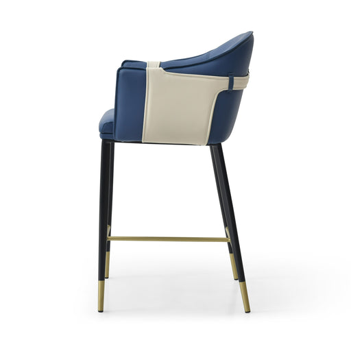 Calderon - Modern Blue & Beige Vegan Leather Counter Chair — view 2