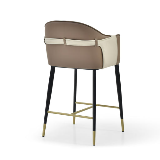 Calderon - Modern Brown & Beige Vegan Leather Counter Chair — view 2