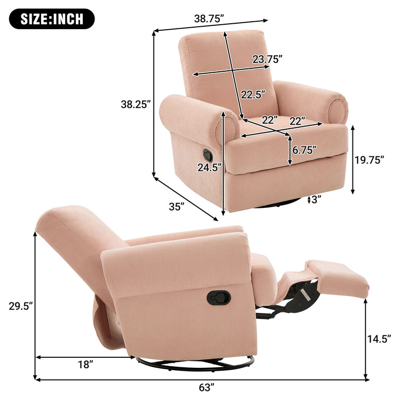 Manual Swivel Recliner Rocker Chair With Adjustable Backrest - R&R Furniture Gallery (Fountain Valley, CA)