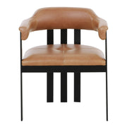 Hazen - Modern Camel Leather + Black Iron Dining Chair