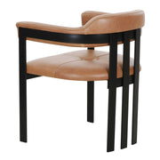 Hazen - Modern Camel Leather + Black Iron Dining Chair — view 3