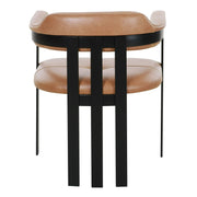 Hazen - Modern Camel Leather + Black Iron Dining Chair — view 2