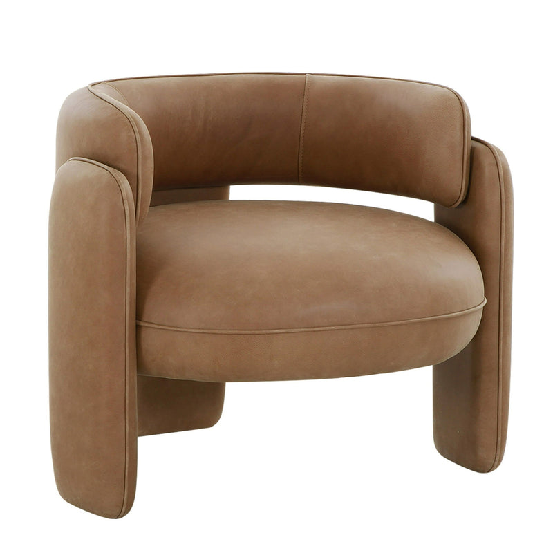 Tioga - Modern Brown Leather Accent Chair — view 2