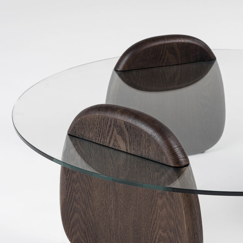 Buxton - Mid-Century Modern Glass + Dark Walnut Coffee Table — view 4