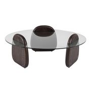 Buxton - Mid-Century Modern Glass + Dark Walnut Coffee Table — view 2