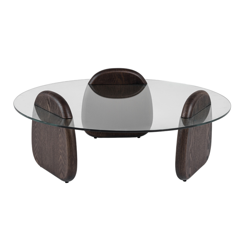 Buxton - Mid-Century Modern Glass + Dark Walnut Coffee Table — view 2