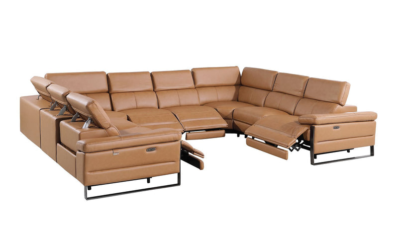 1246 - 8-Piece U-Shaped Modular Power Reclining Sectional With 4 Power Recliners And Power Headrests