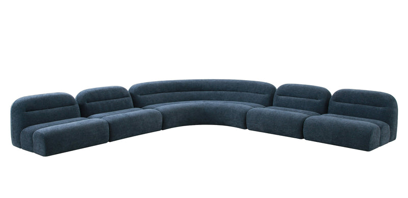 Forman - Modern Blue Fabric Modular Armless Sectional Seat