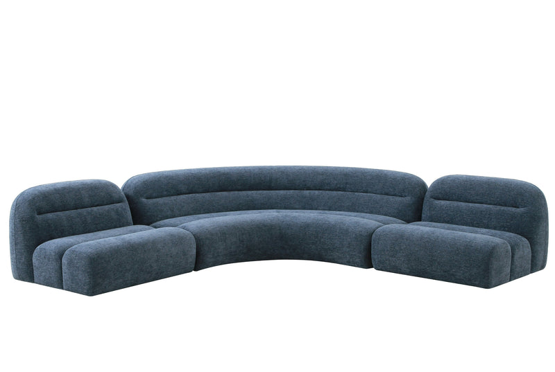 Forman - Modern Blue Fabric Modular Armless Sectional Seat — view 3