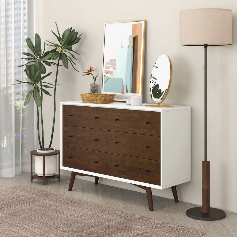 Dresser 6 Drawer - Dark Brown / White - R&R Furniture Gallery (Fountain Valley, CA)